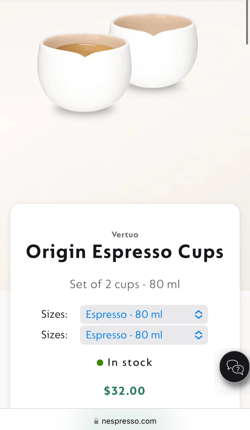 Nespresso Vertuo Origin Espresso Cups - Set of 2 - photo 3