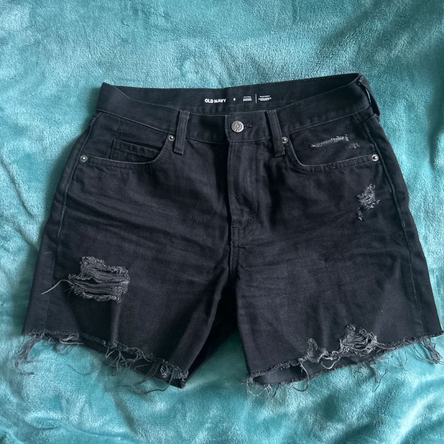 Old Navy Black Distressed Denim Shorts - Size 2