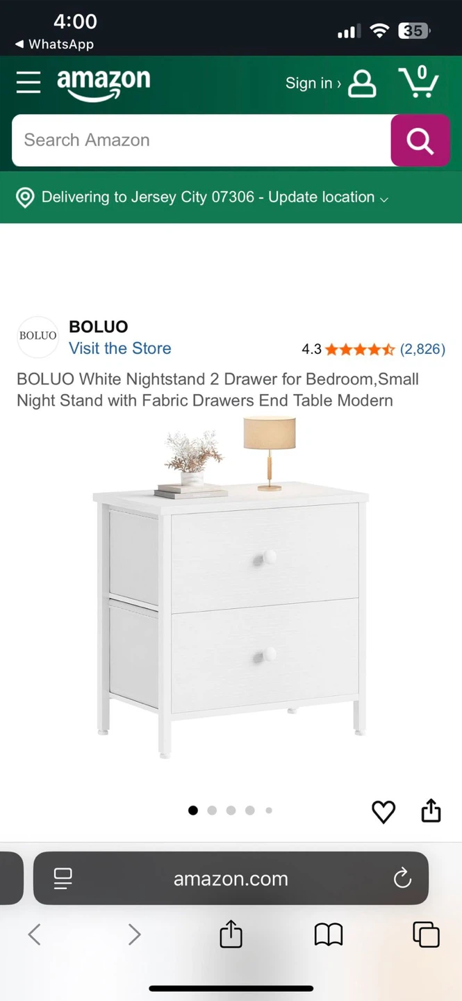BOLUO White Nightstand - 2 Drawer