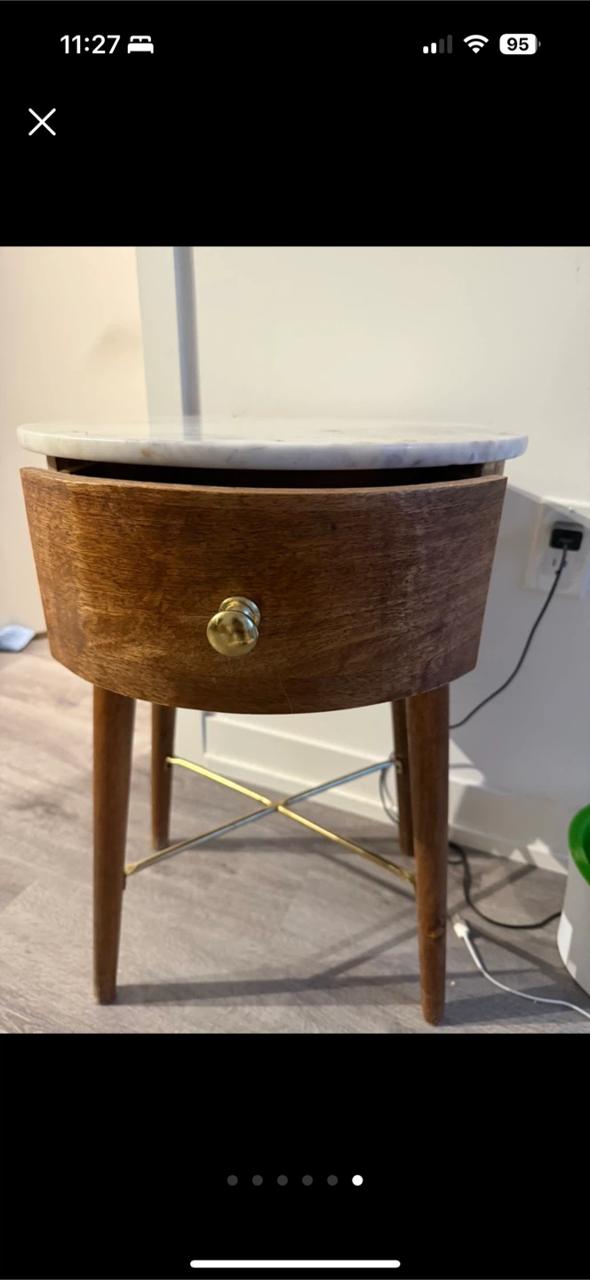 Round Marble Top Side Table/ Bedside table