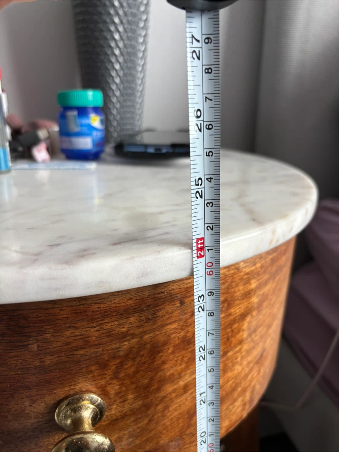 Round Marble Top Side Table/ Bedside table - photo 3