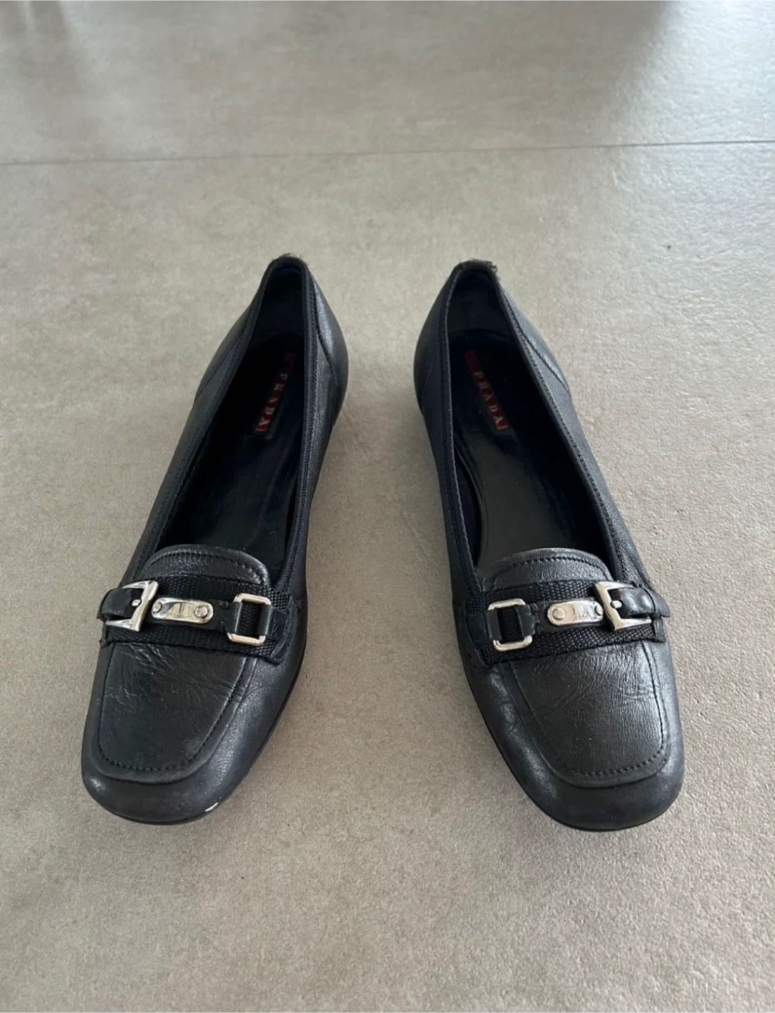 Prada Black Leather Loafers - Size 37