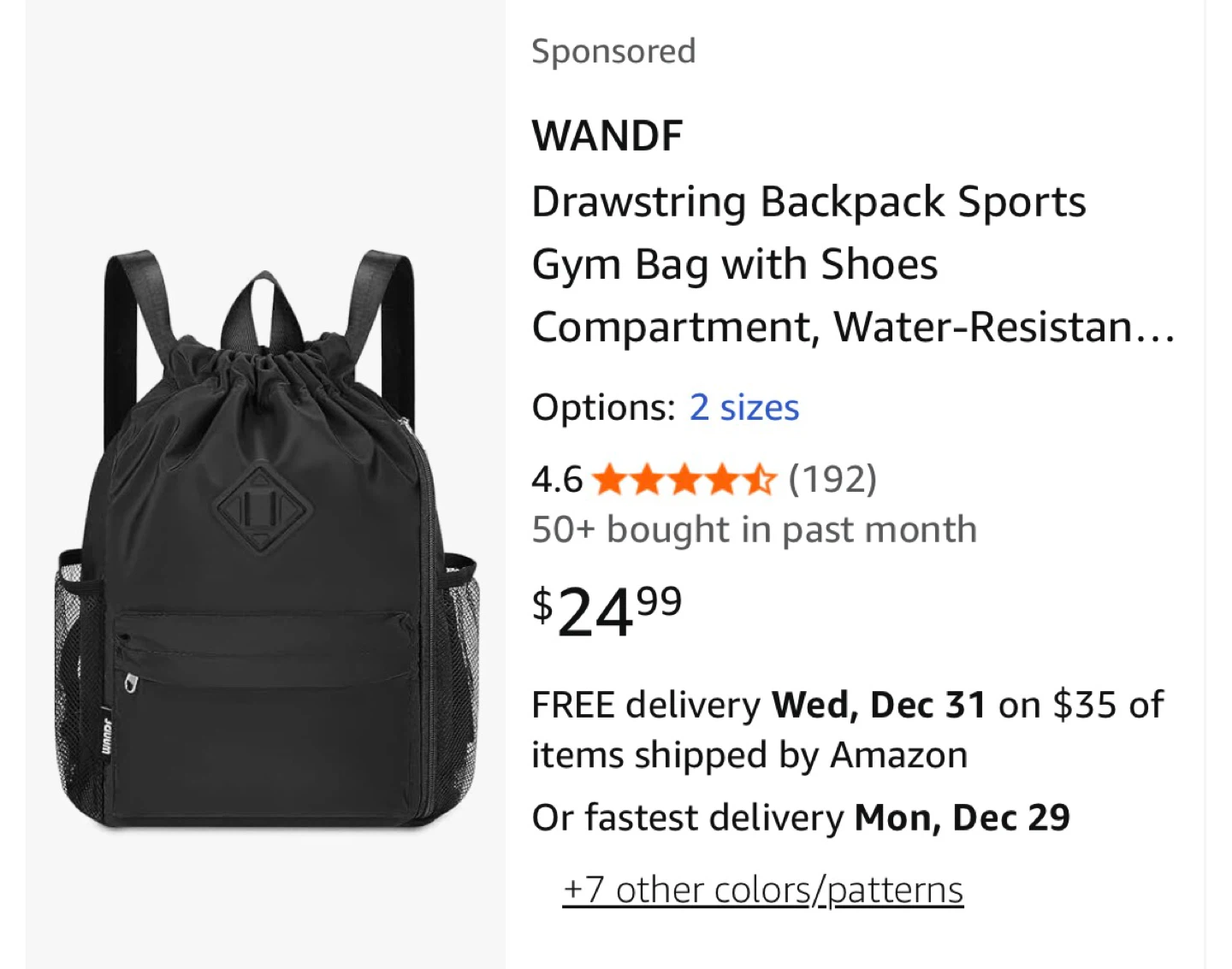 🥕WANDF Drawstring Backpack - Sports Gym Bag - photo 5