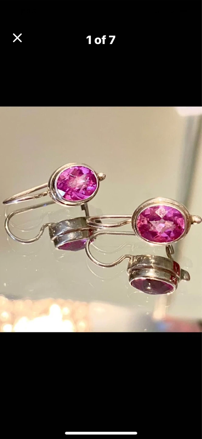 💖4-carat Pink Sapphire Sterling Silver Earrings
