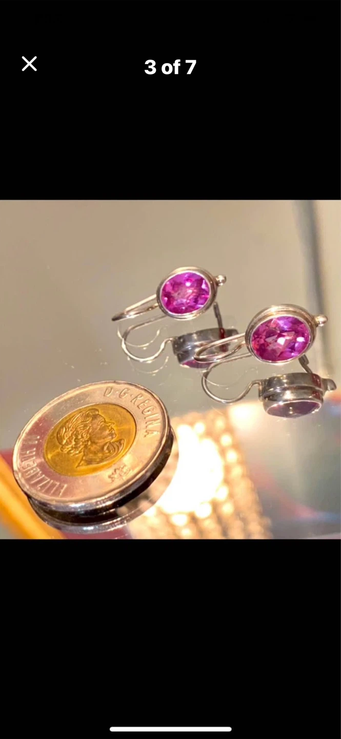 💖4-carat Pink Sapphire Sterling Silver Earrings - photo 4