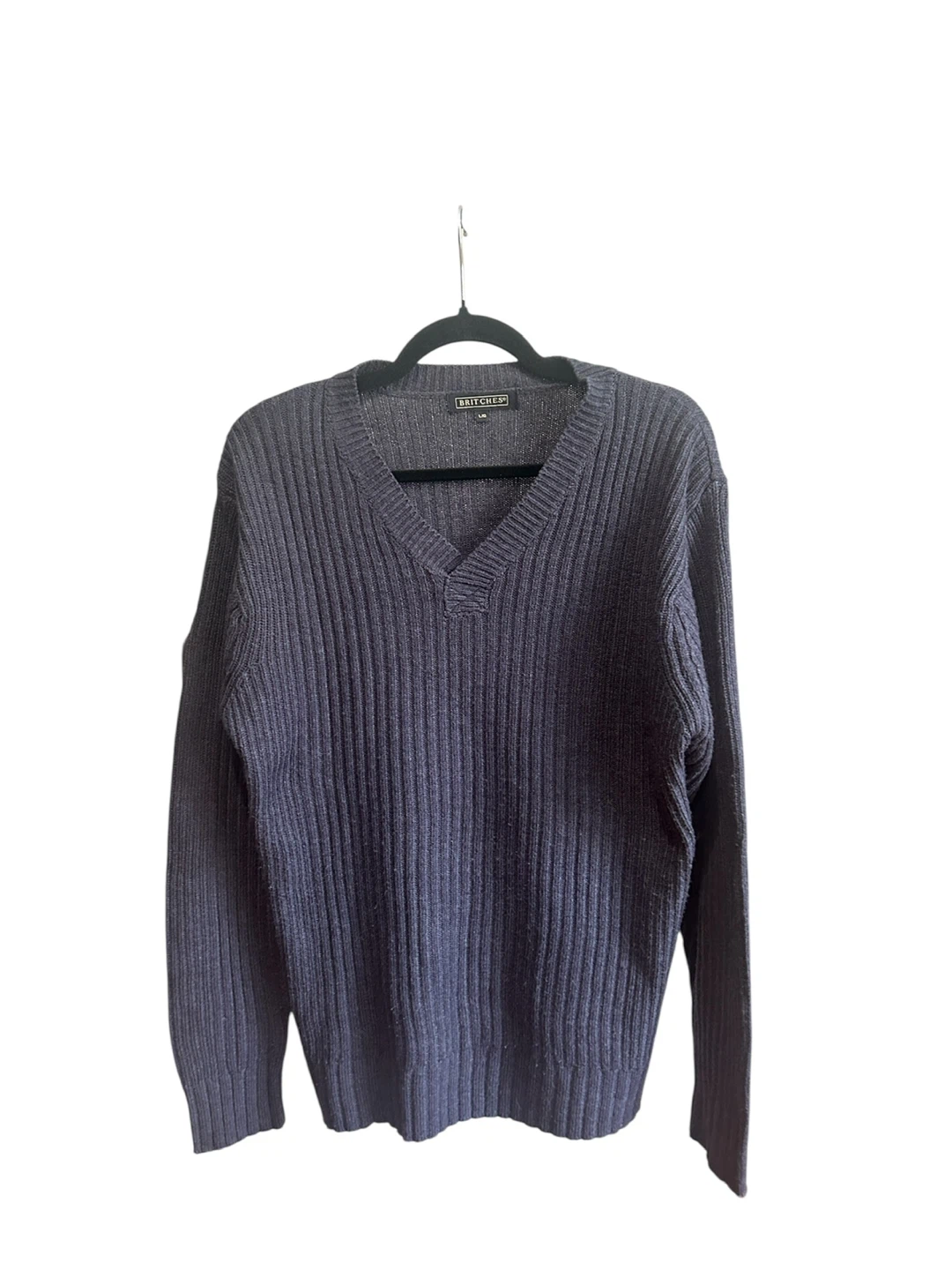 Britches Blue Ribbed V-Neck Sweater