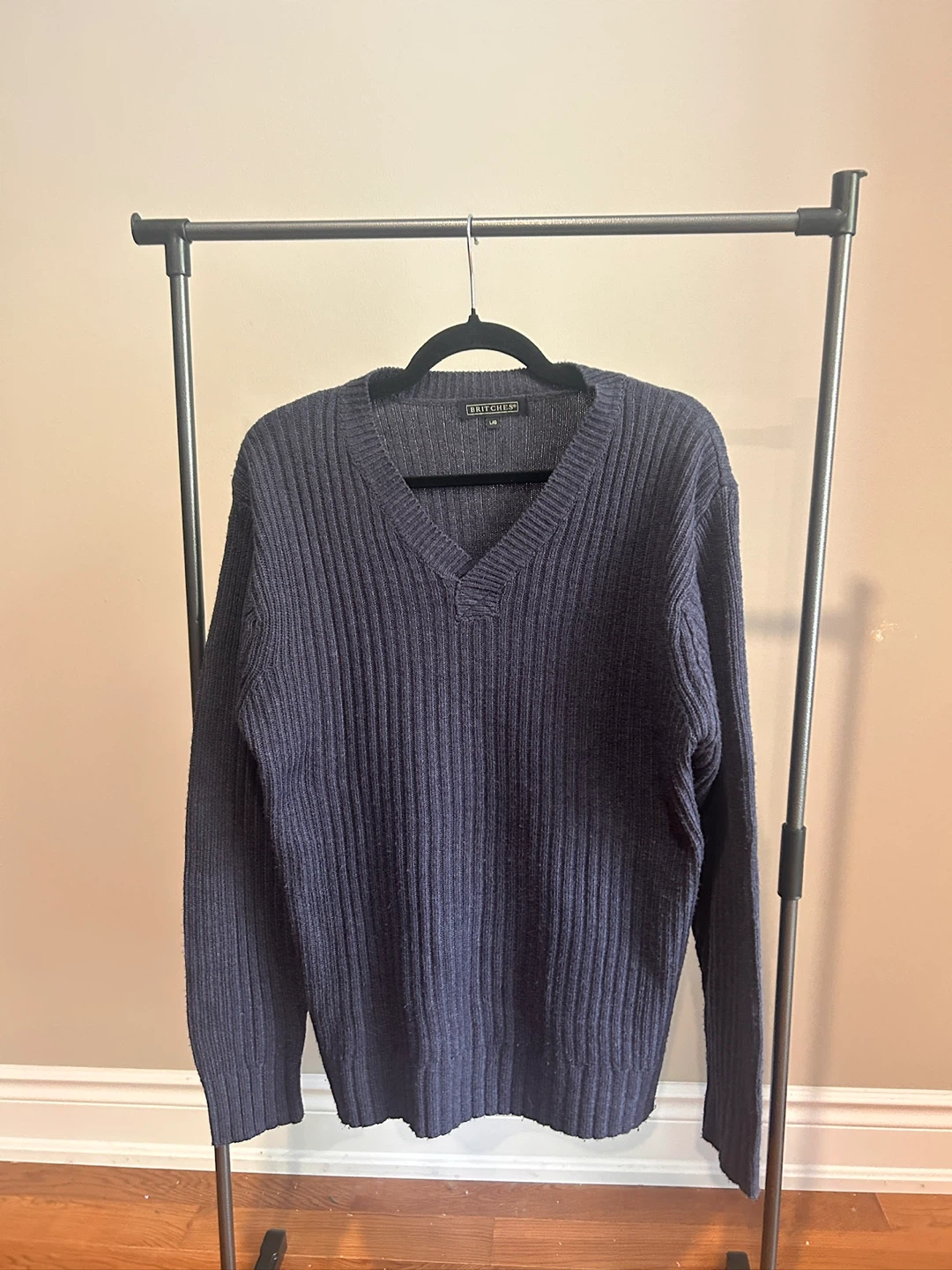 Britches Blue Ribbed V-Neck Sweater - photo 2