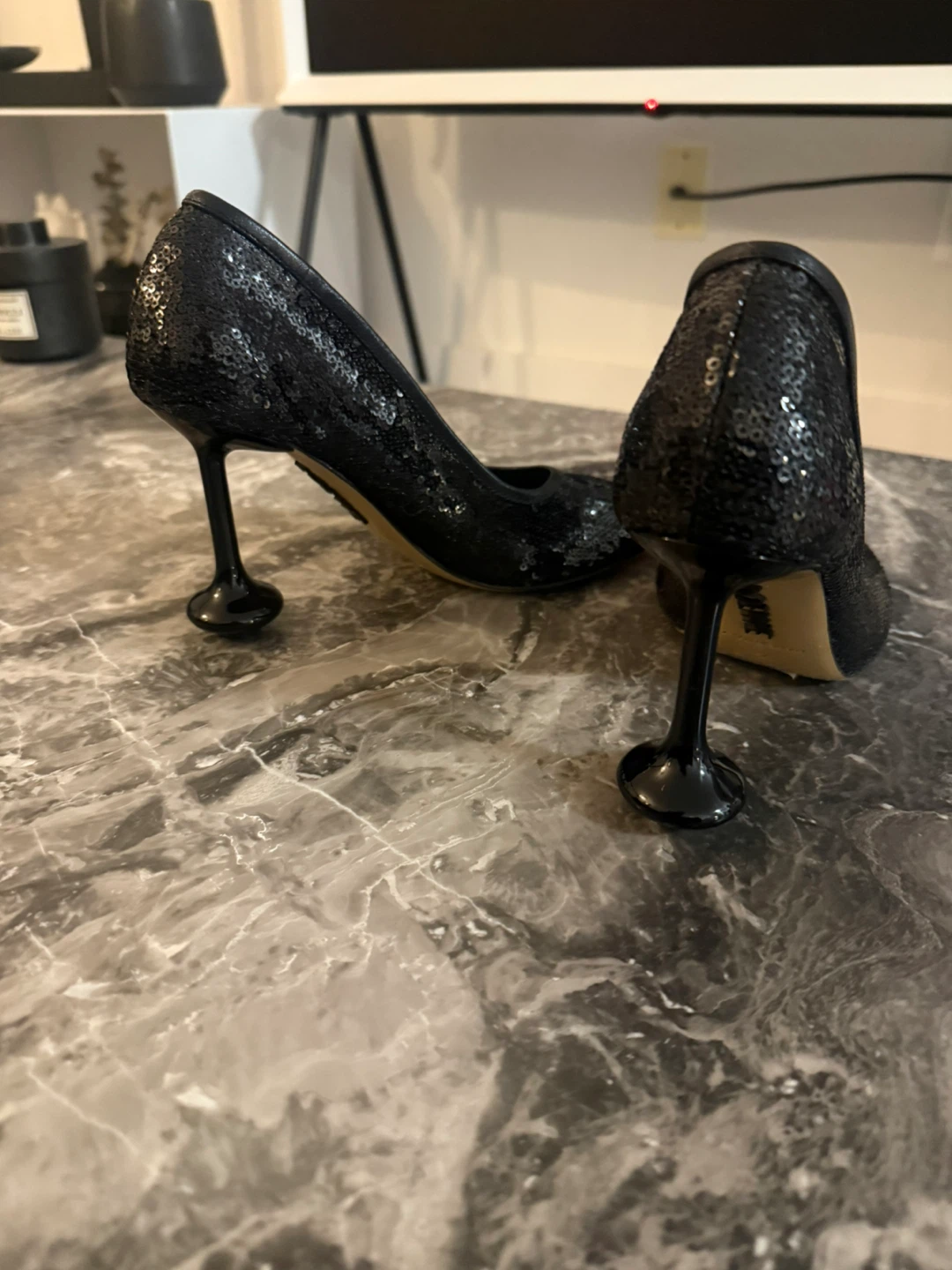 Loewe Black Sequin Heels - Size 36 - photo 4