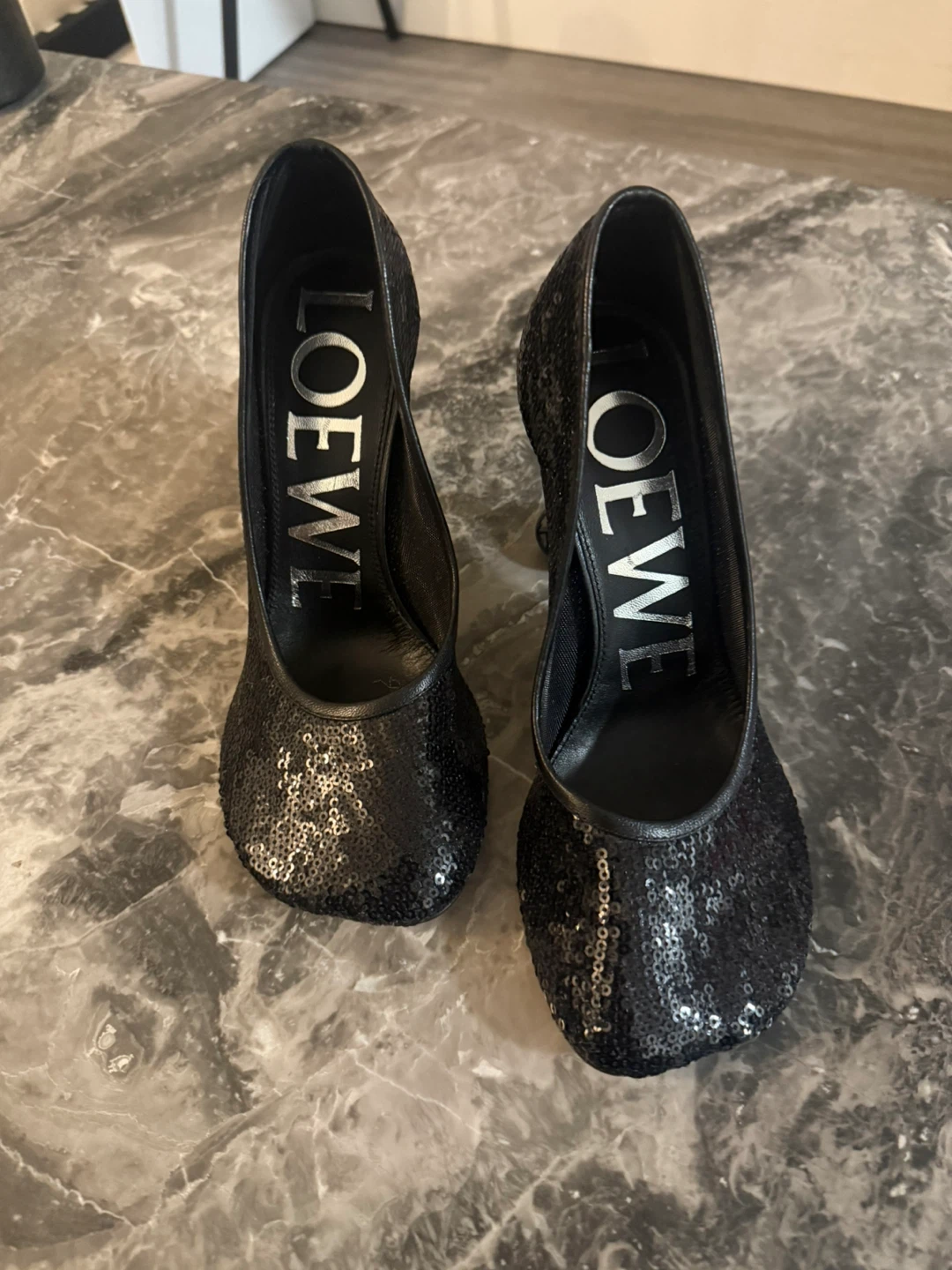 Loewe Black Sequin Heels - Size 36 - photo 3