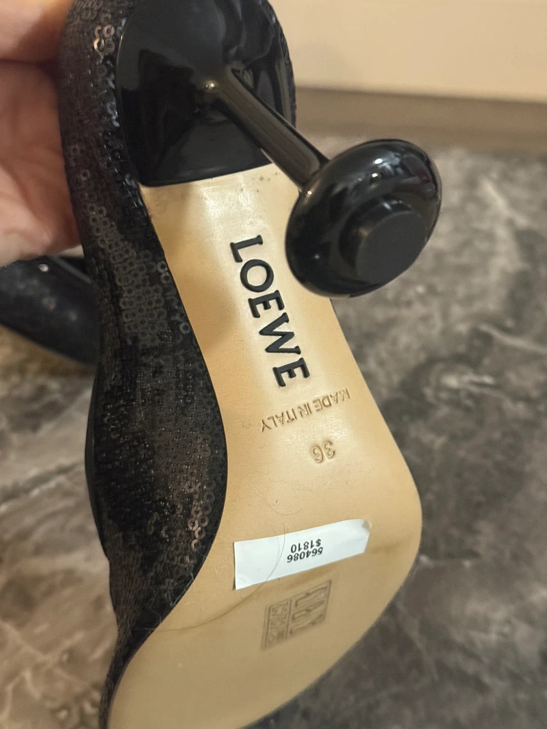Loewe Black Sequin Heels - Size 36 - photo 2