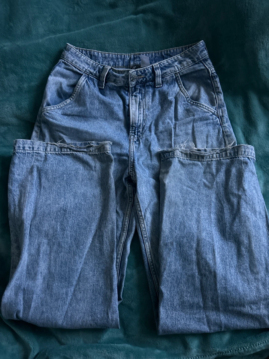H&M Divided Baggy Light Blue Cargo Jeans - photo 3