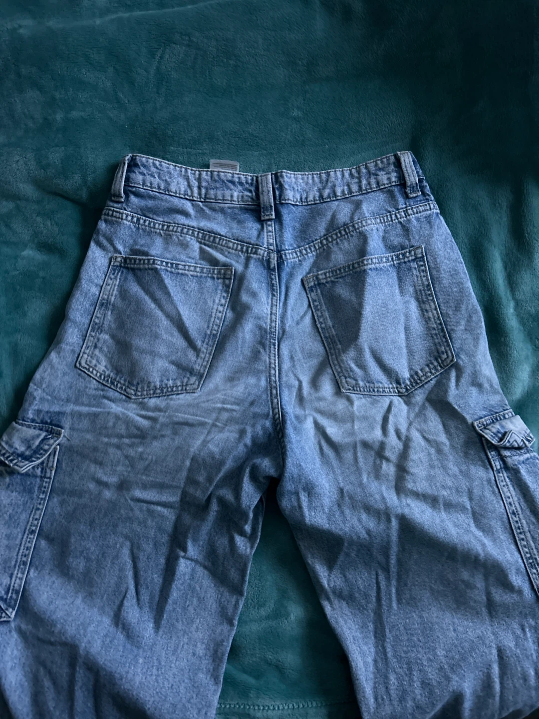 H&M Divided Baggy Light Blue Cargo Jeans - photo 4