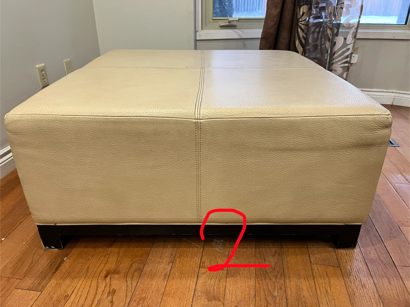 Beige Leather Ottoman Square 39 x 39 inch - photo 5