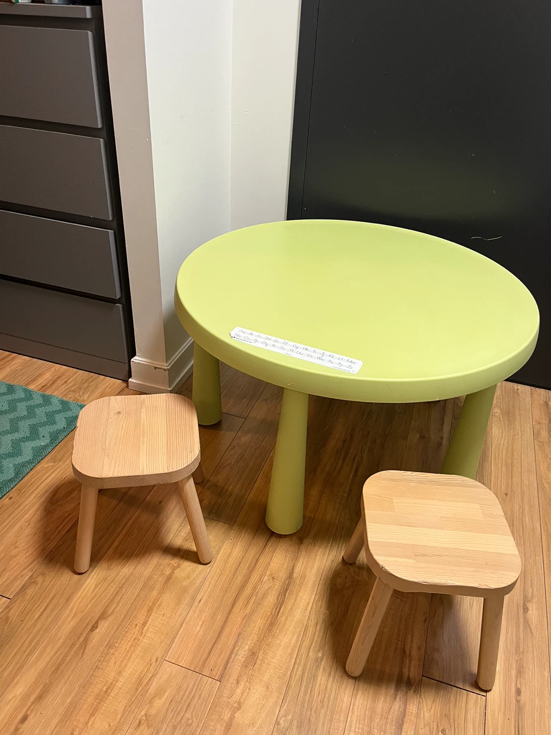 IKEA Mammut Table with 2 Stools - Green