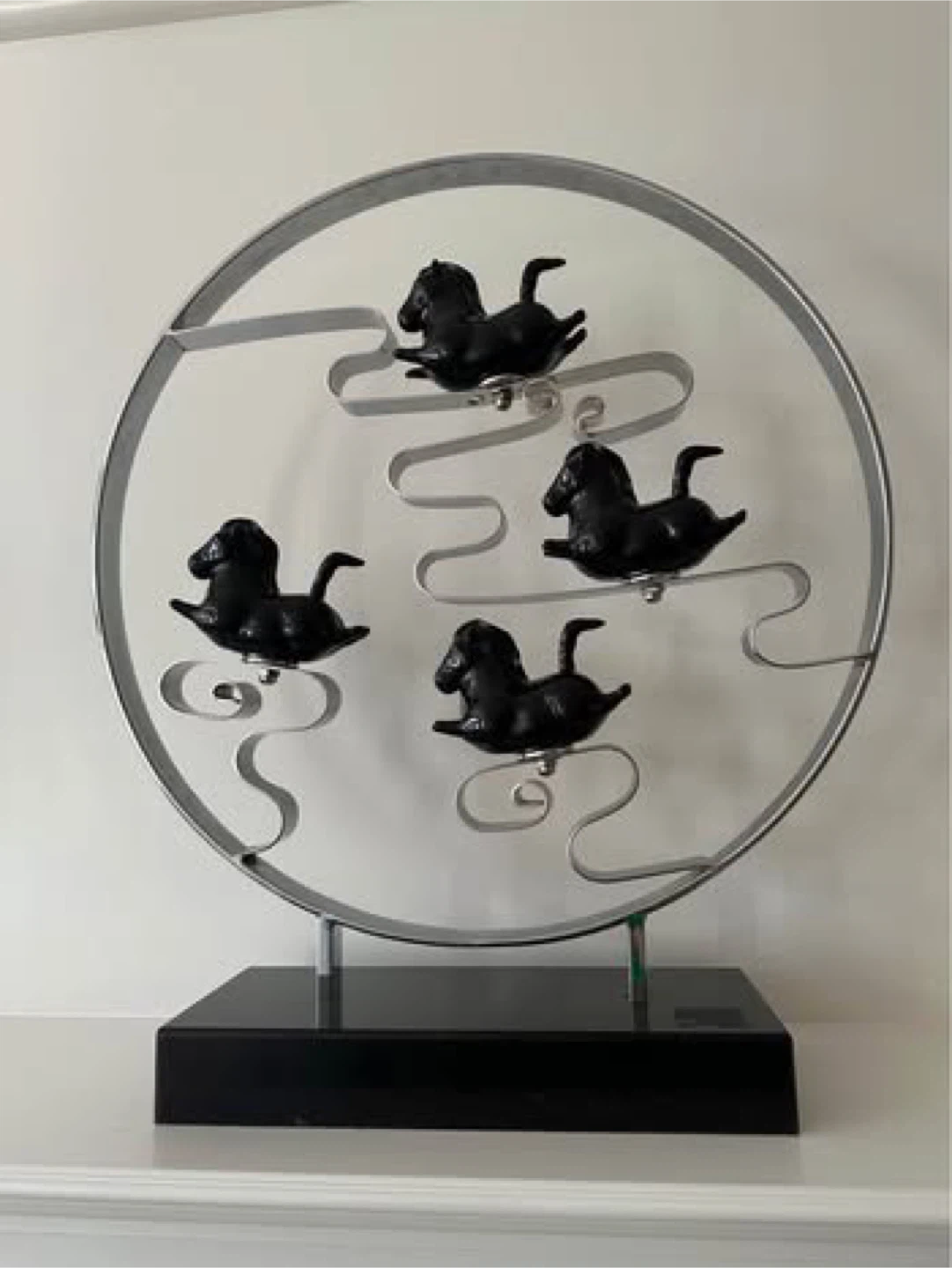 Black Horse Carousel Sculpture on granite base 23.5"H x 20"W - photo 4