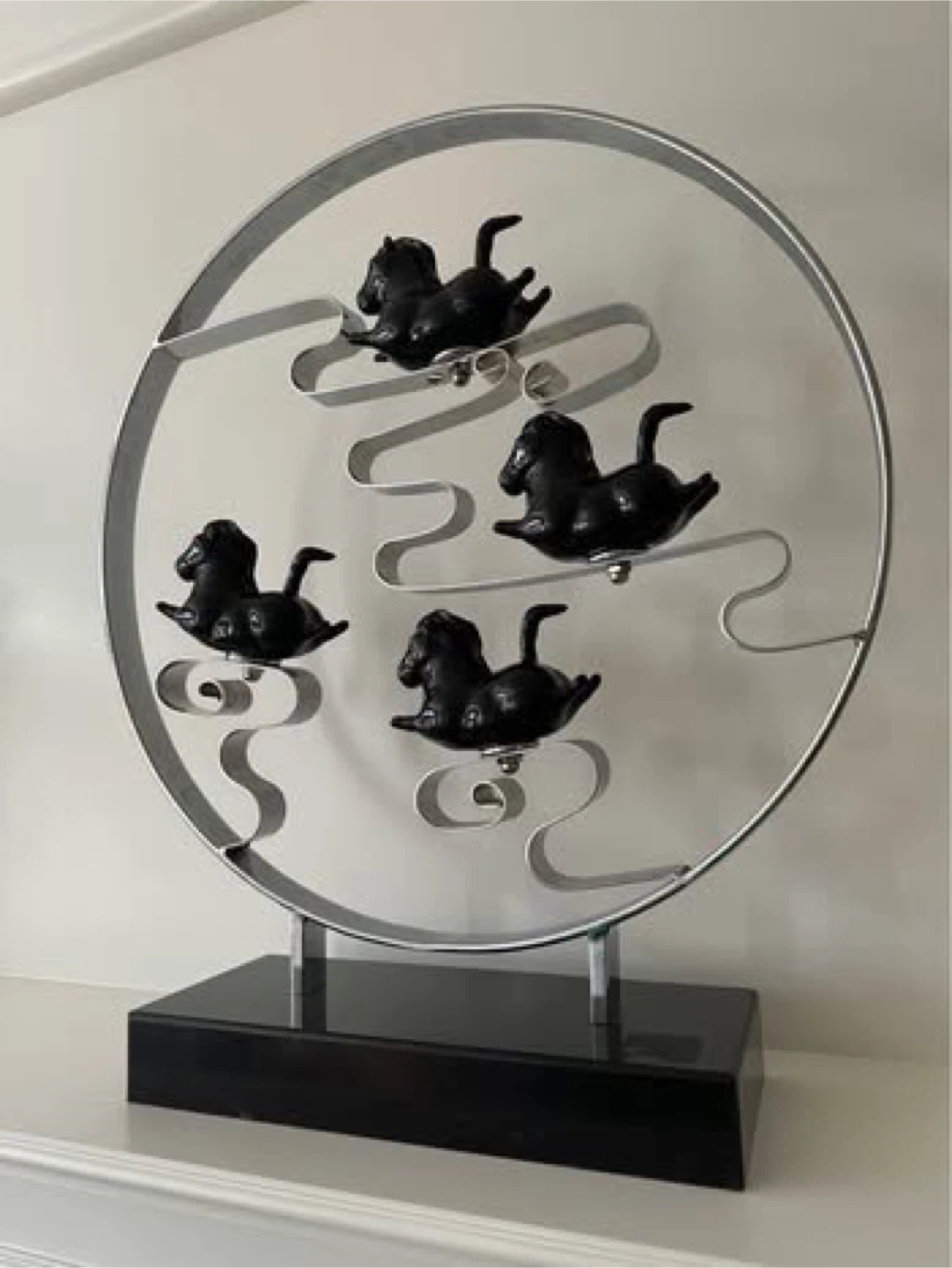 Black Horse Carousel Sculpture on granite base 23.5"H x 20"W - photo 2