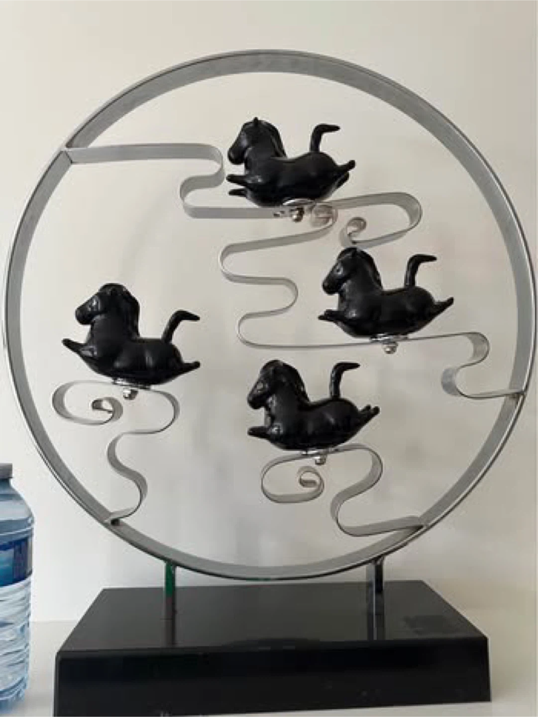 Black Horse Carousel Sculpture on granite base 23.5"H x 20"W