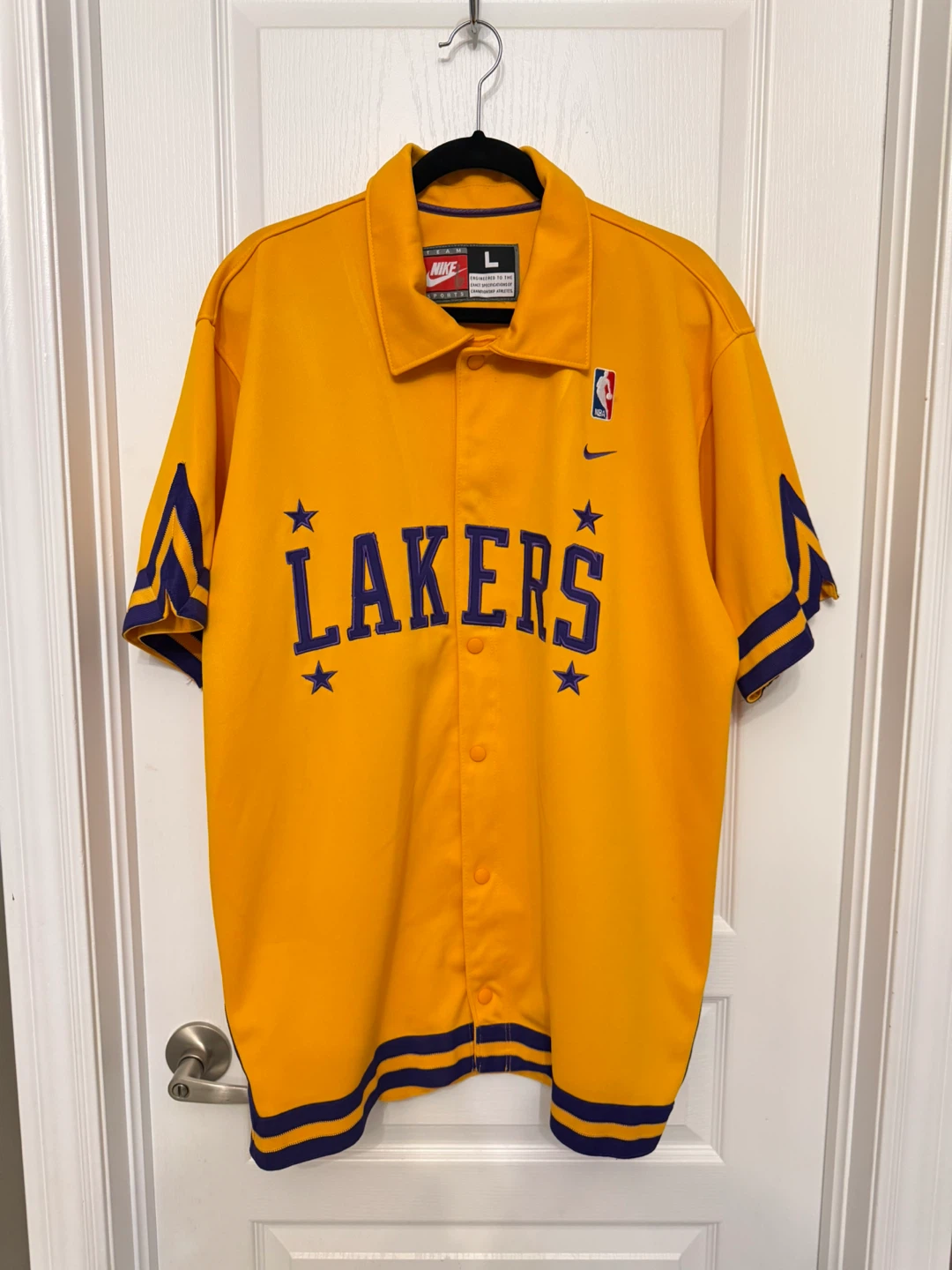 Nike Lakers Button Up Shirt Warm Up Jersey- Size L