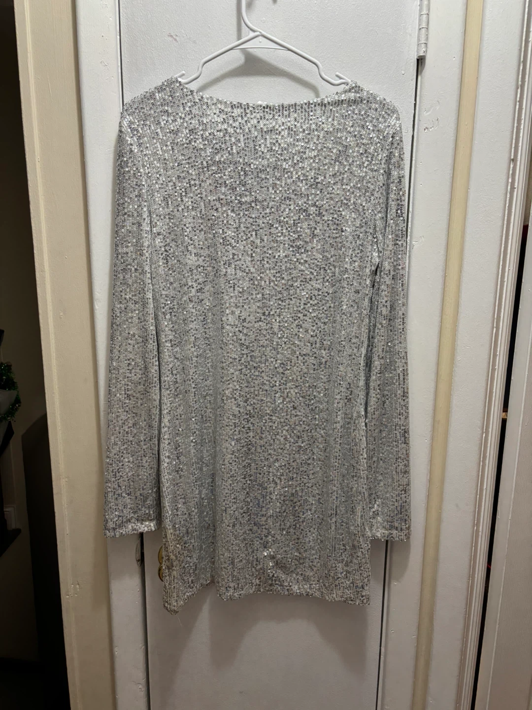 Silver Sequin Long Sleeve Dress - photo 2