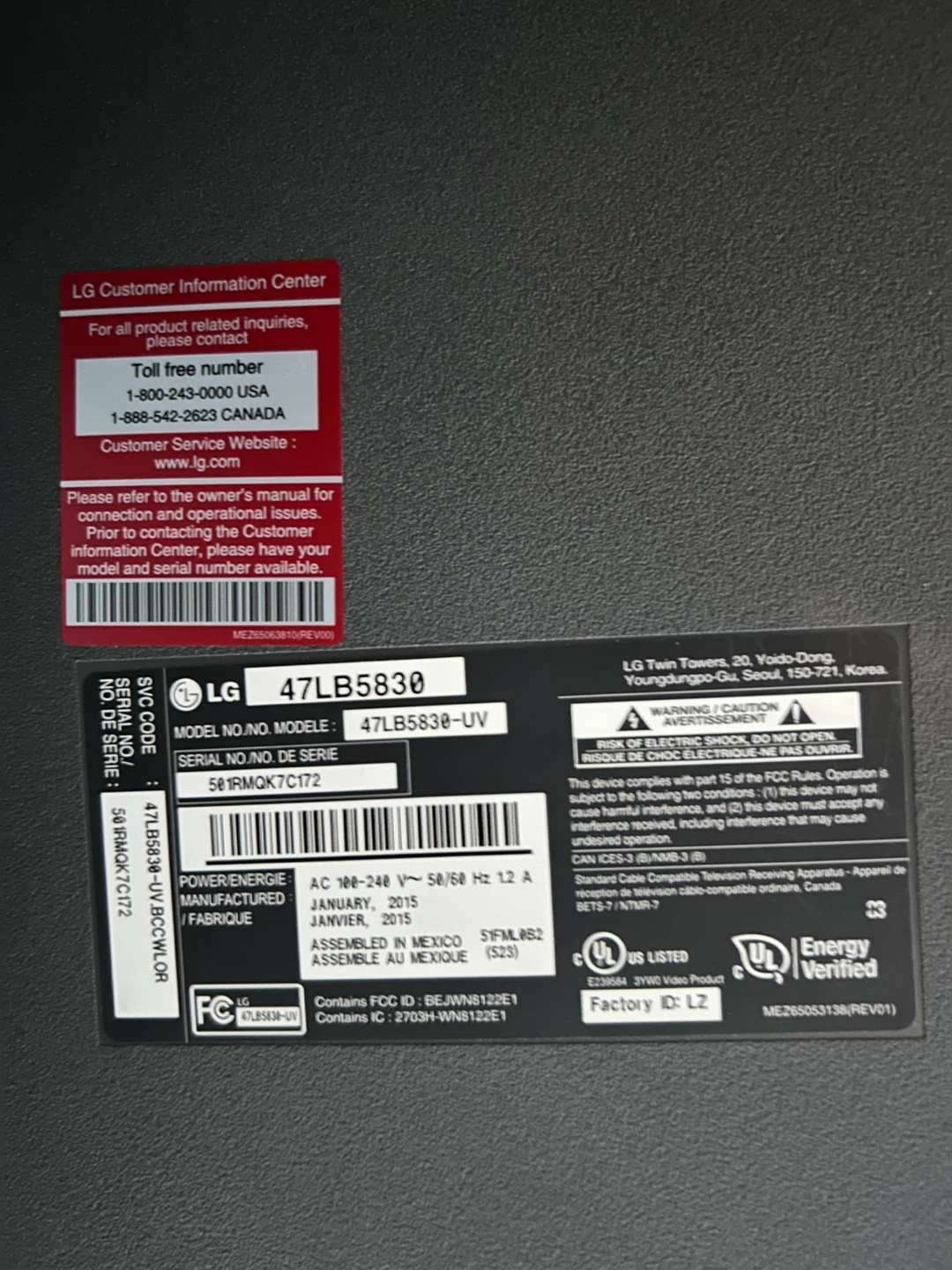 LG 47LB5830 47" TV - photo 2
