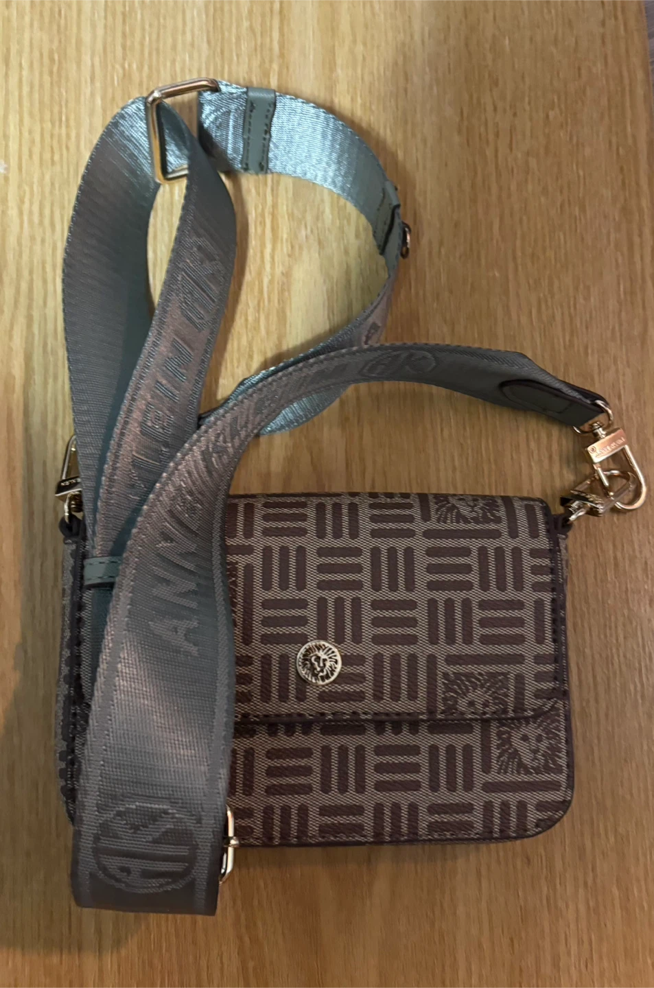 Anne Klein Brown Patterned Crossbody Bag