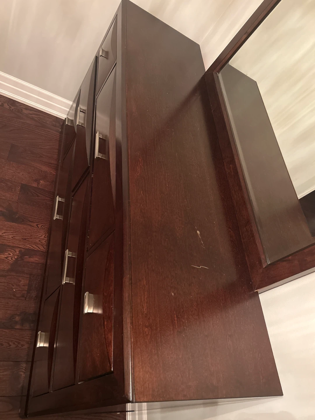 Wood Dresser with Mirror - Dark Brown - photo 4