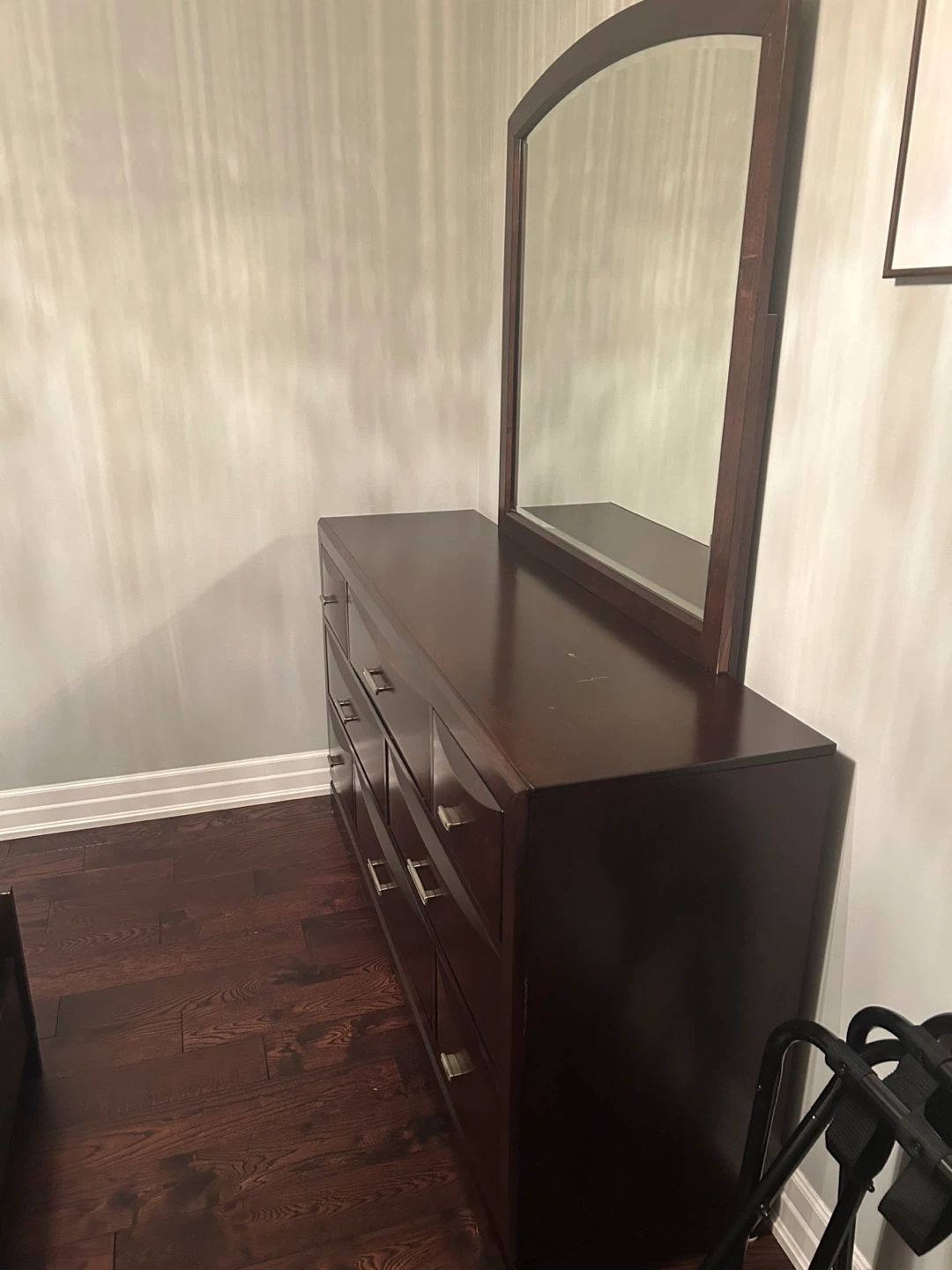 Wood Dresser with Mirror - Dark Brown - photo 2