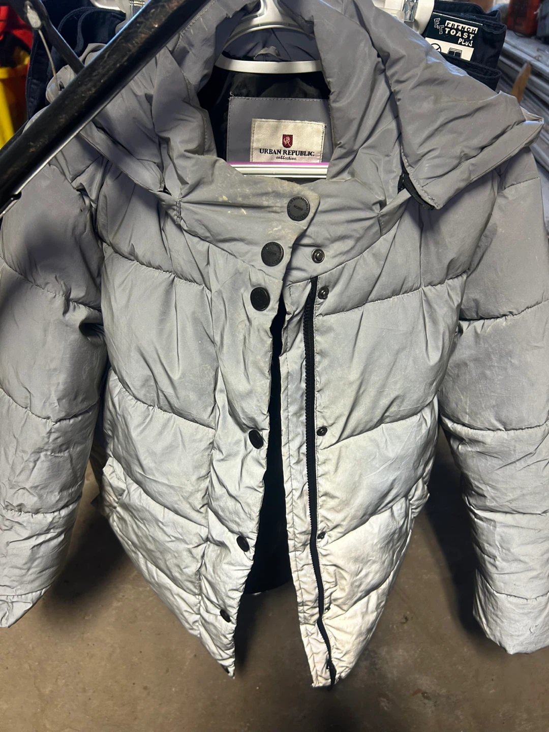 Urban Republic Silver Puffer Jacket - Size L