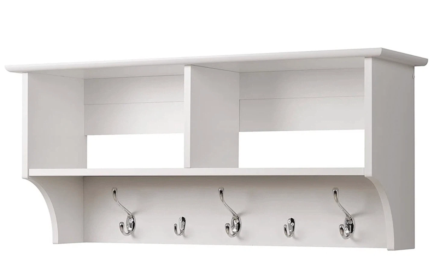 White Entryway Shelf with Hooks