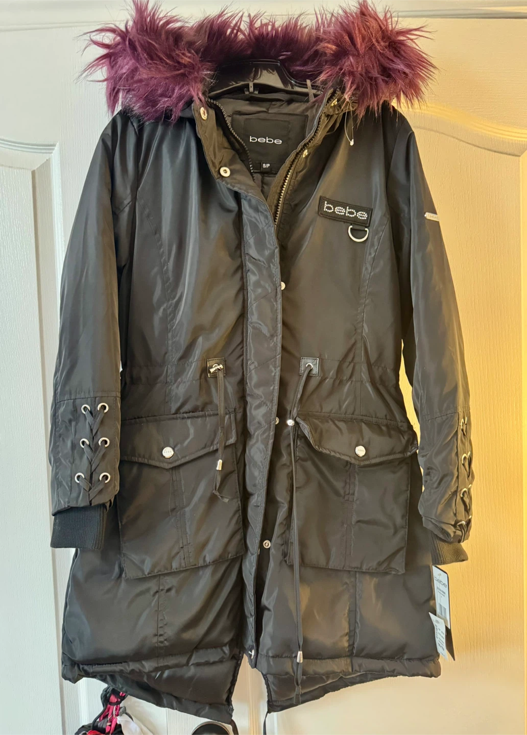 bebe Black Winter Parka - Size S