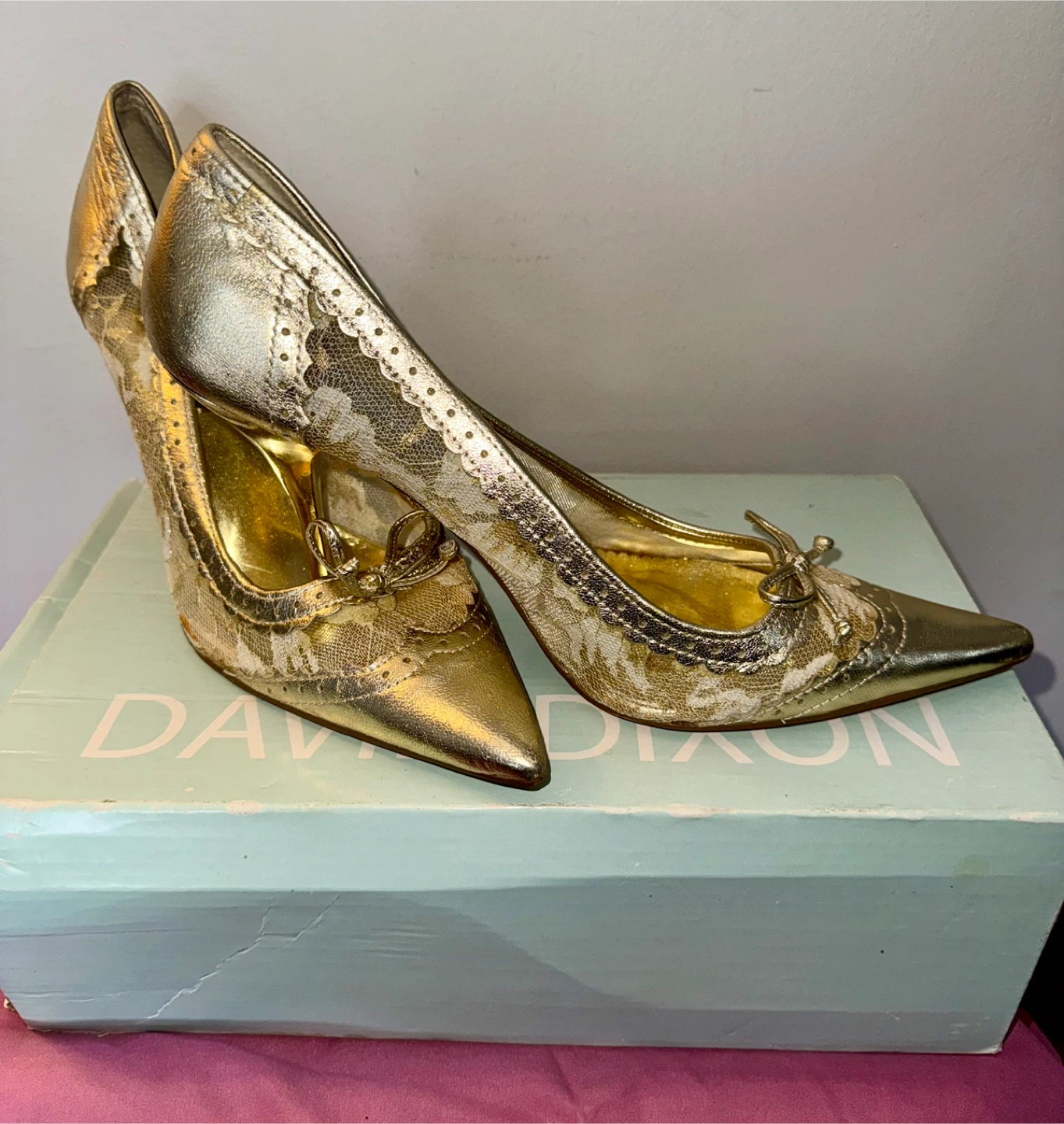 David Dixon Gold Heels, Size 40