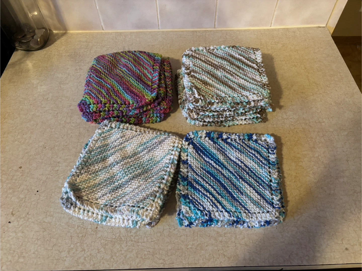 Handmade Knitted Washcloths - Set of Four