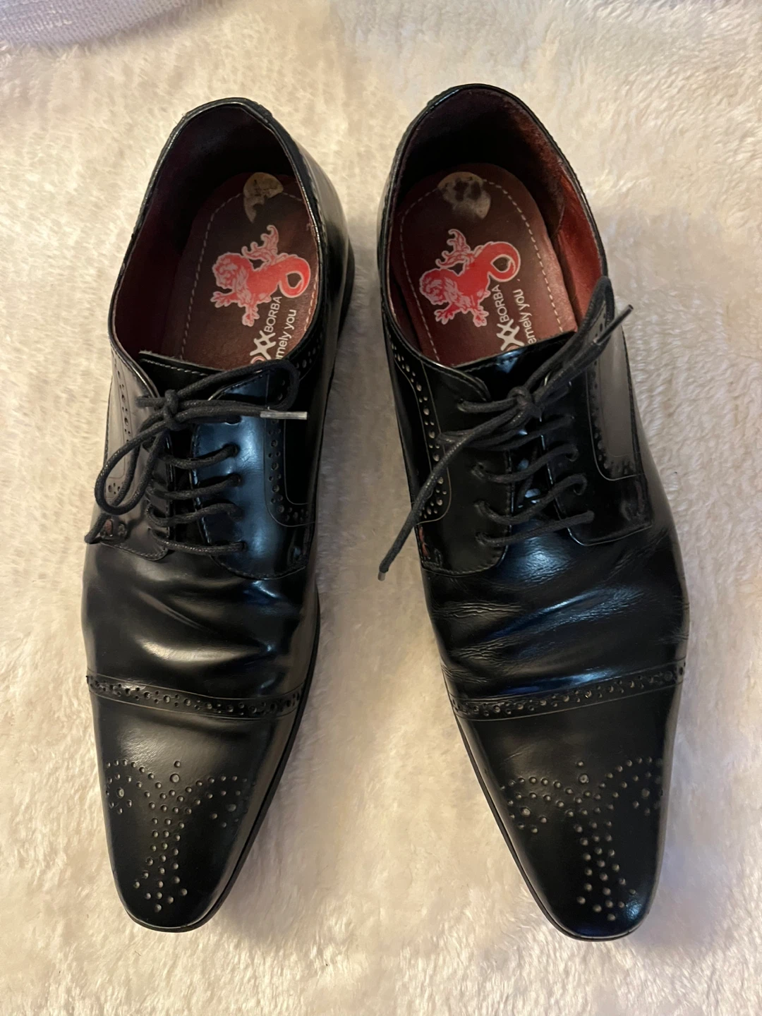 Cox Borba Black Leather Dress Shoes Men Size 10.5