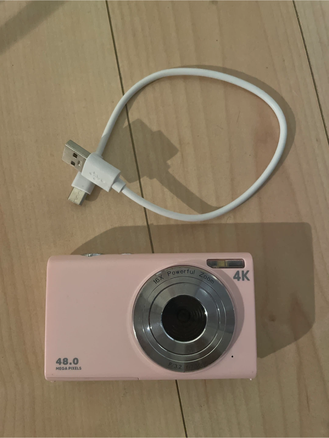 Pink 4K Digital Camera with charger