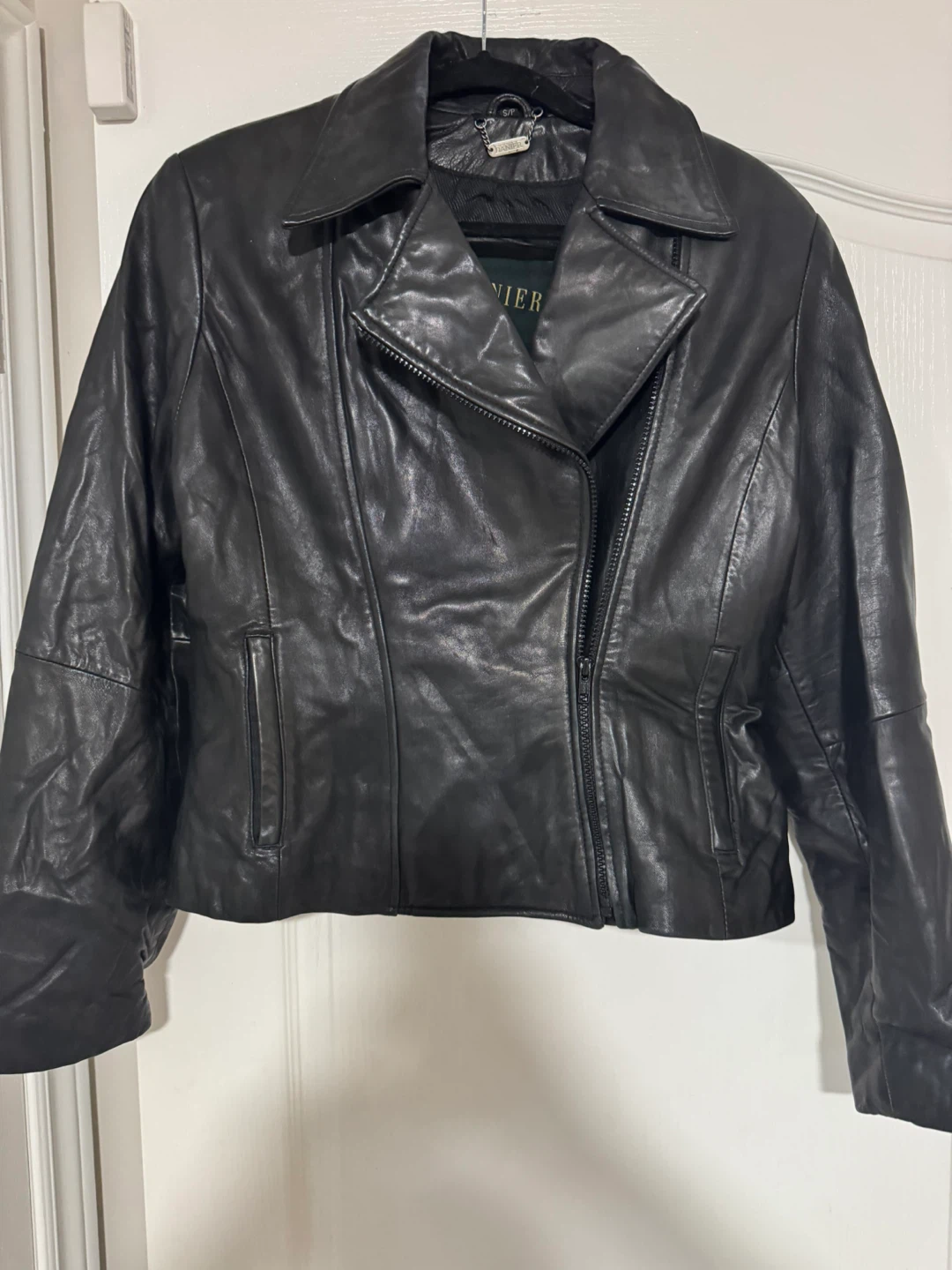 Danier Black Leather Jacket Size S/P