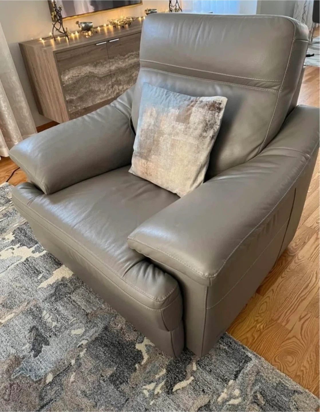 Natuzzi Gray Leather Living Room Set - photo 4