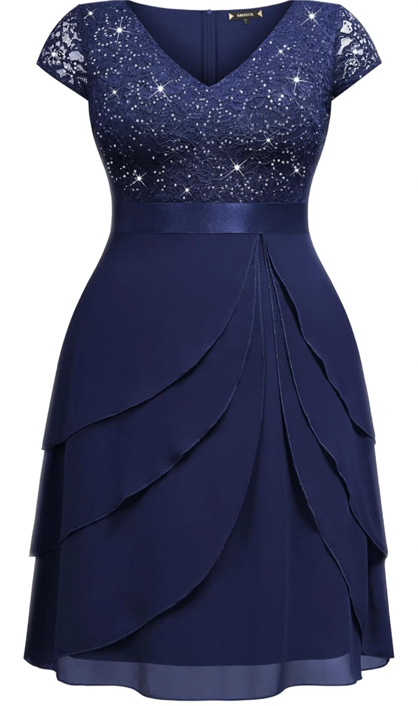 MSKMODA Navy Blue Party Dress