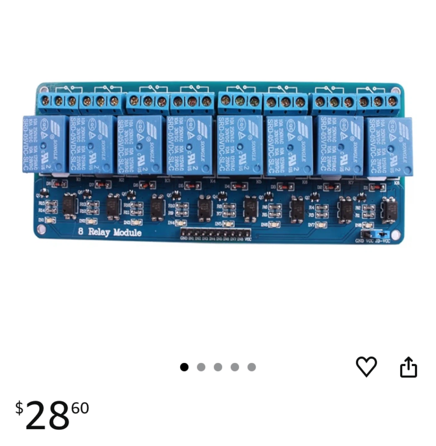 New JBtek 8 Channel DC 5V Relay Module - photo 4
