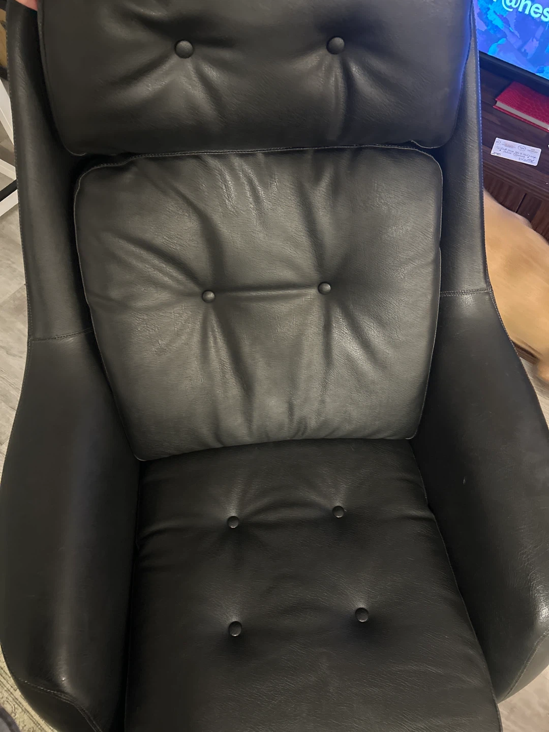 Black Leather Swivel and reclining Chair & Ottoman - photo 2