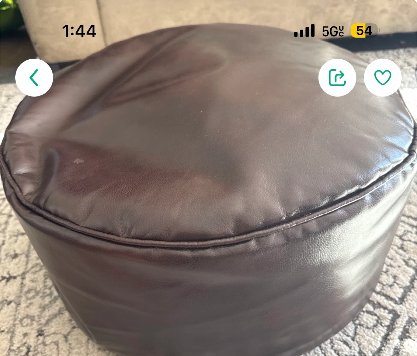 Mirror, coffee table, brown ottoman
