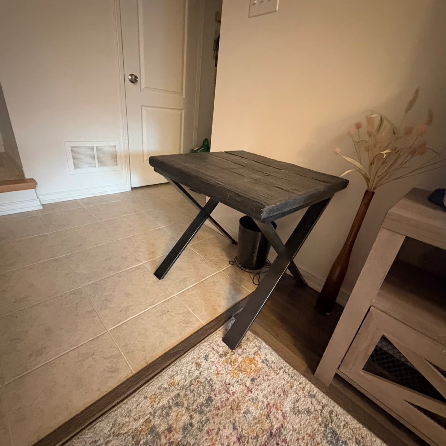Two seats couch with Rustic Wood Coffee Table and a side table - photo 2