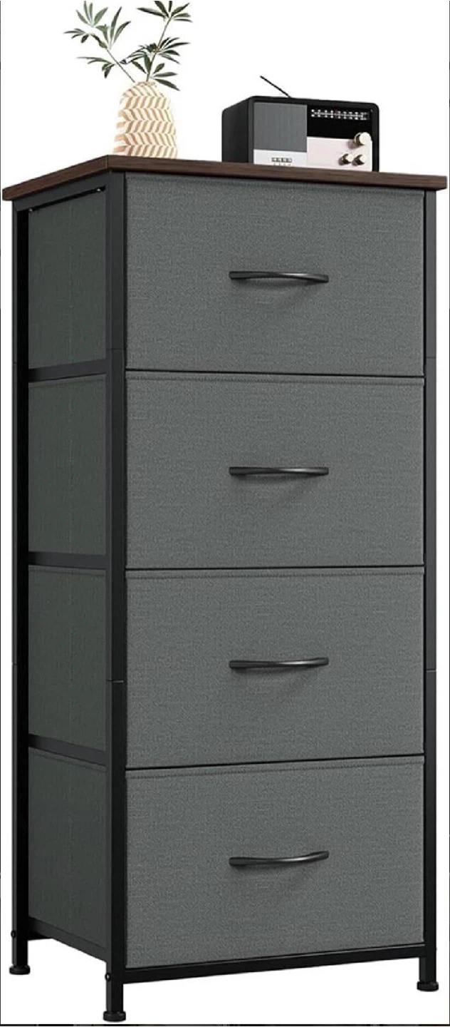 Somdot Tall Dresser: 4-Drawer Chest, Charcoal