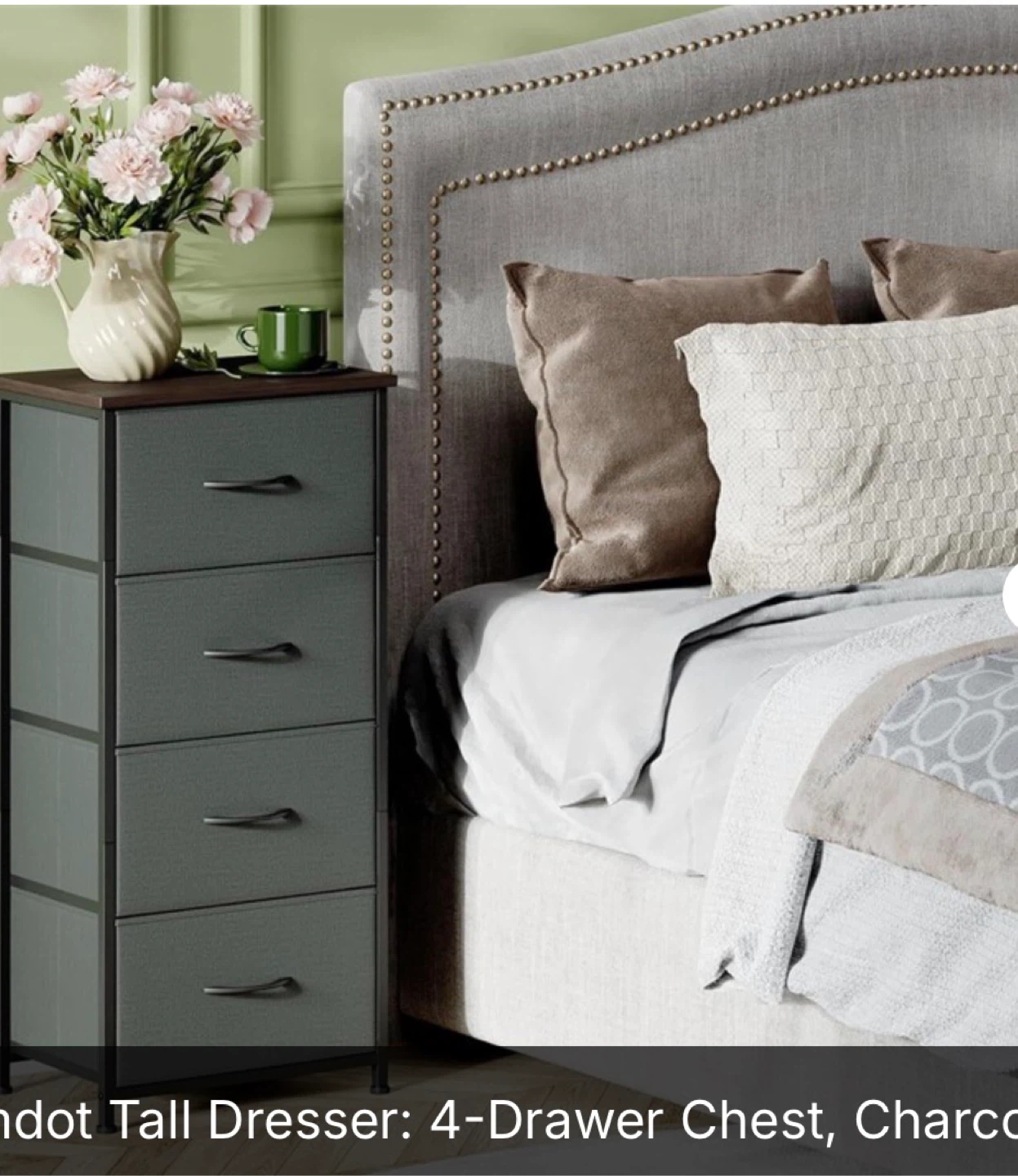 Somdot Tall Dresser: 4-Drawer Chest, Charcoal - photo 2