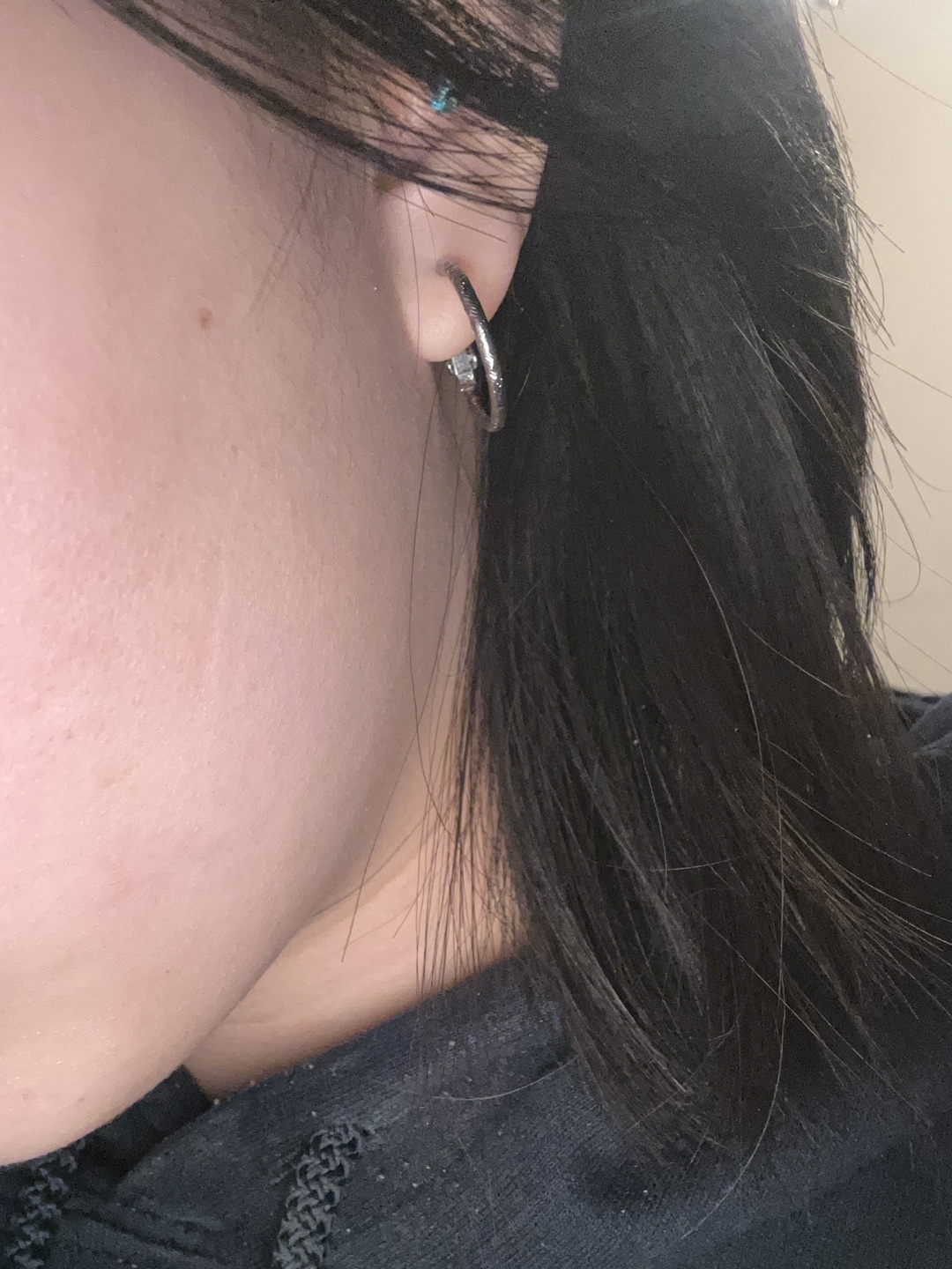 Silver Textured Hoop Earrings - photo 3