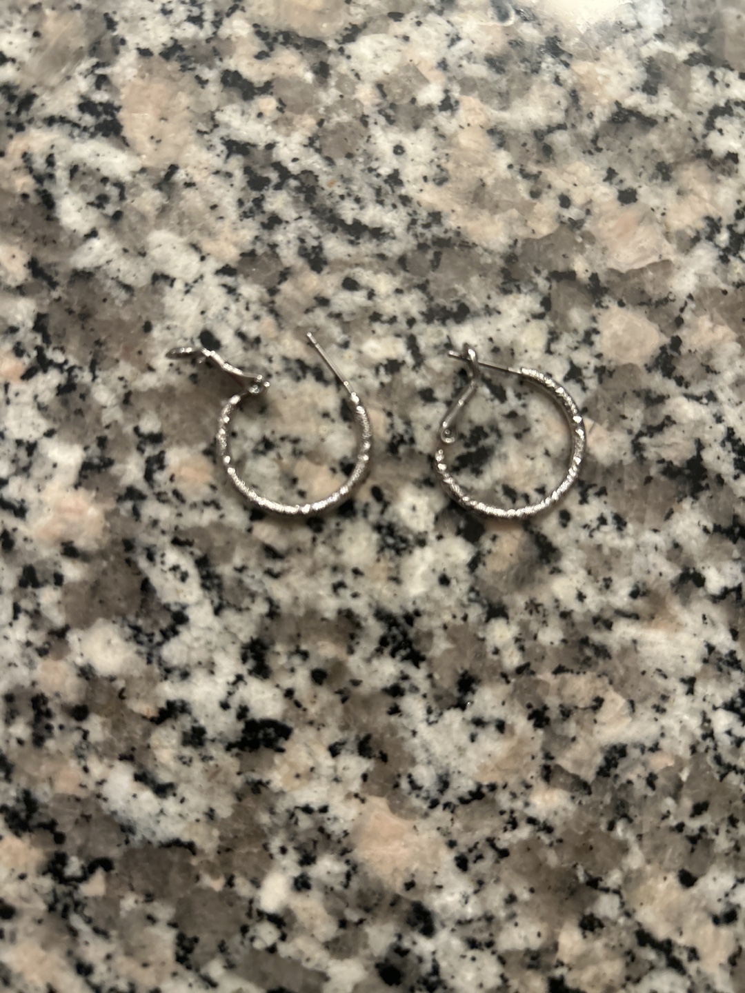 Silver Textured Hoop Earrings - photo 2