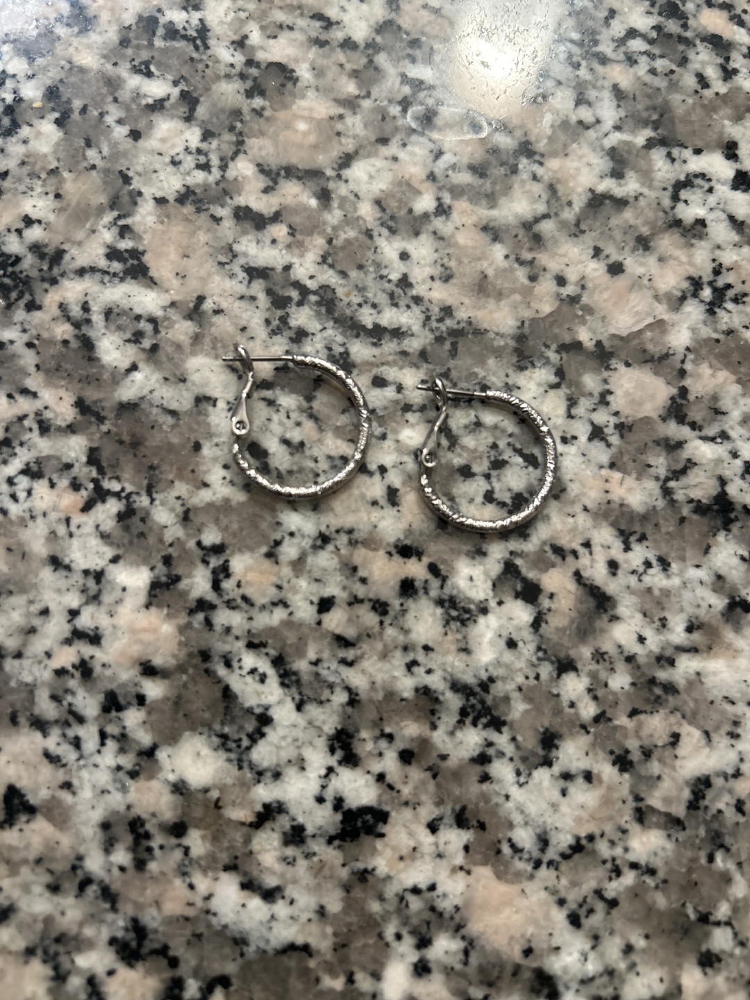 Silver Textured Hoop Earrings