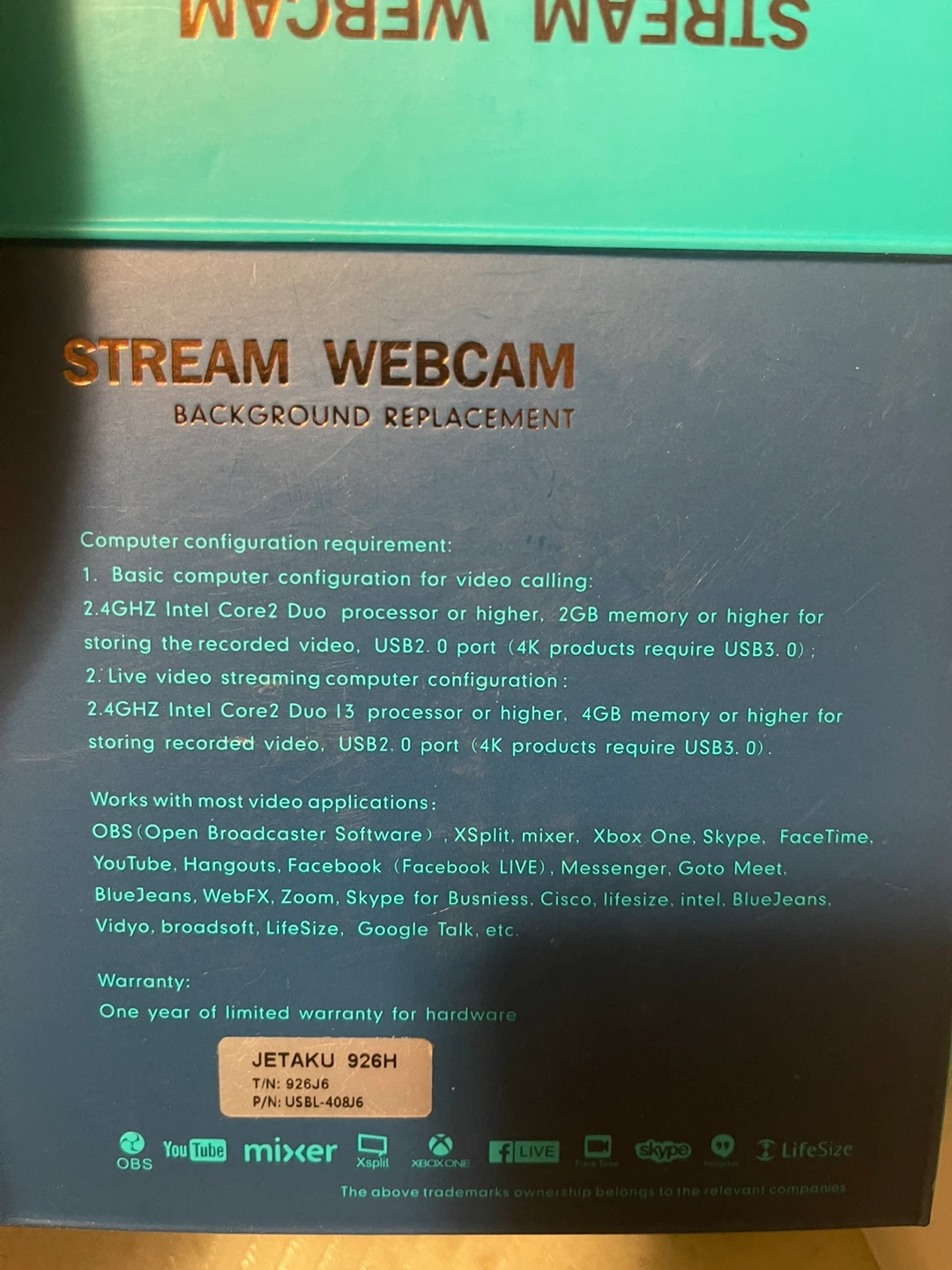 JETAKU 926H Stream Webcam - New in Box! - photo 4
