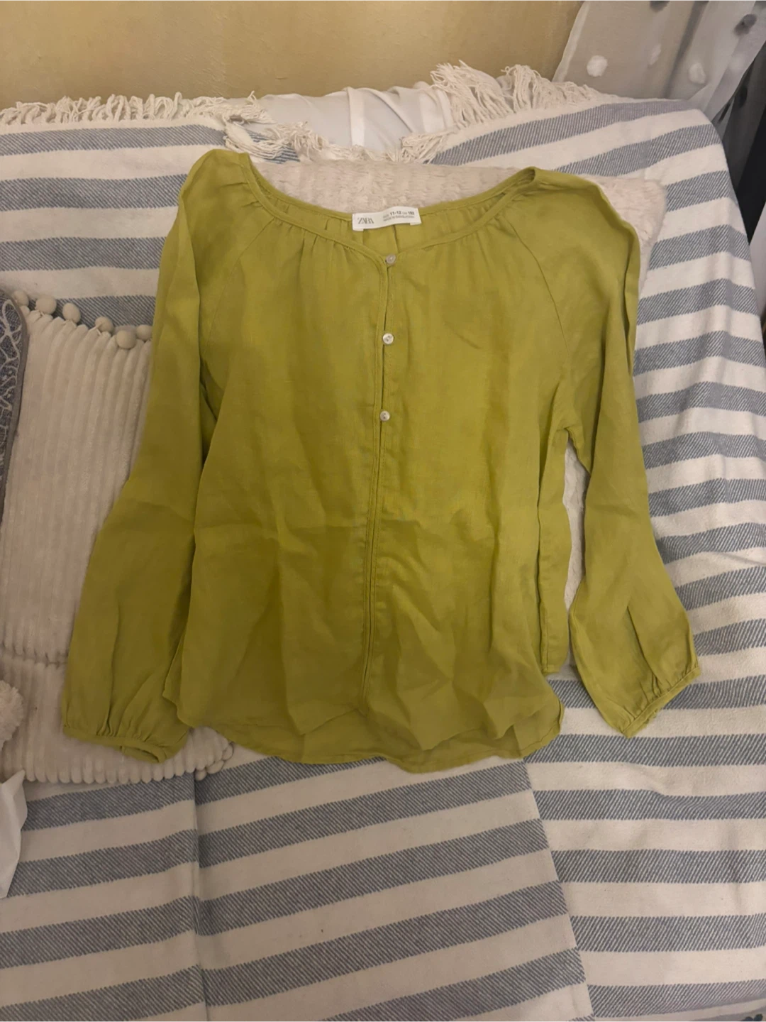 Zara Girl's Green Long Sleeve Blouse Size 11-12