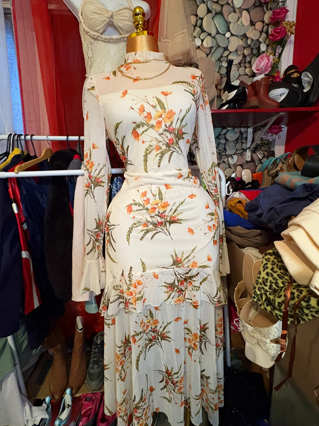 Floral Print Long Sleeve Dress