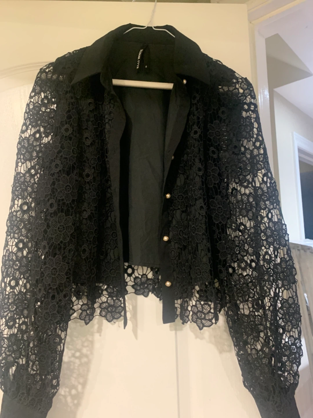 Elli White Black Lace Blouse - Size Small
